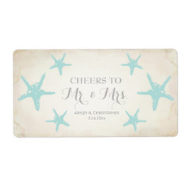 Hochzeitsempfang Mini Champagner Label Starfish