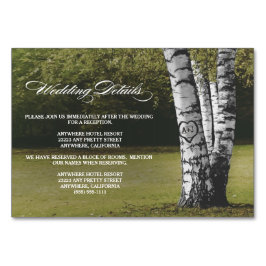 Hochzeitsempfang mit Birkenbaum + Hotelkarten Tischnummer