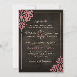 Hochzeitsempfang mit Halbpension und rosa Damast Einladung