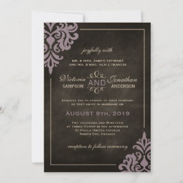 Hochzeitsempfang mit Kopfkarton und Lilac Damask Einladung