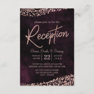Hochzeitsempfang mit Marsala-Wein und Roségold Begleitkarte