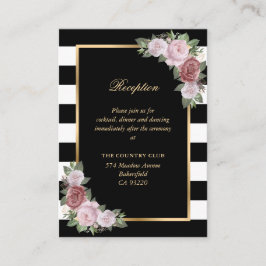 Hochzeitsempfang mit Schwarz-weißem Rosa Begleitkarte