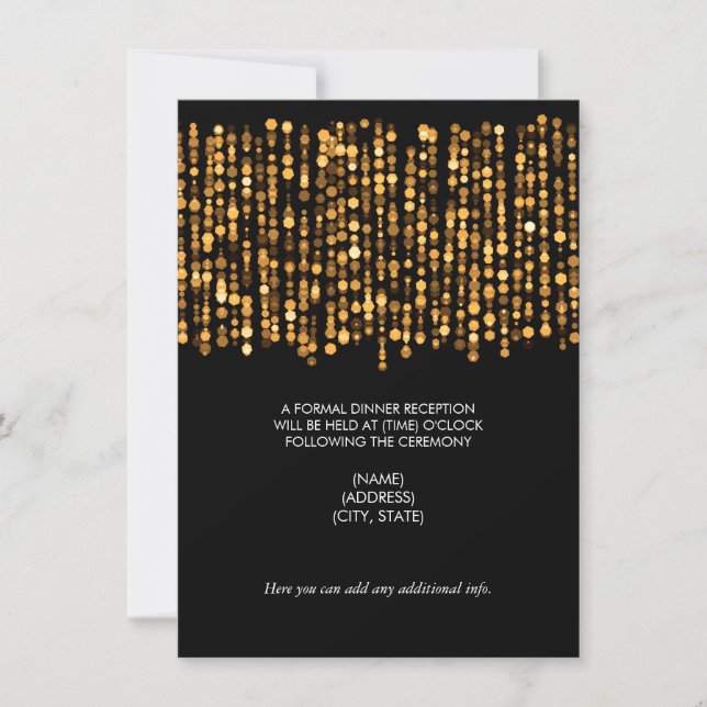 Hochzeitsempfang Moderne goldene Lichter Einladung (Vorderseite)