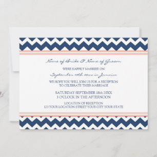 Hochzeitsempfang nur Coral Blue Zickzack Einladung