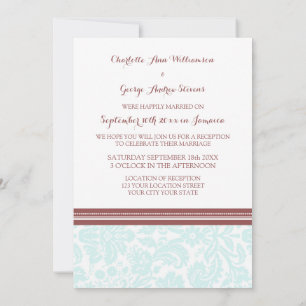 Hochzeitsempfang Nur Sky Blue Wine Damast Einladung