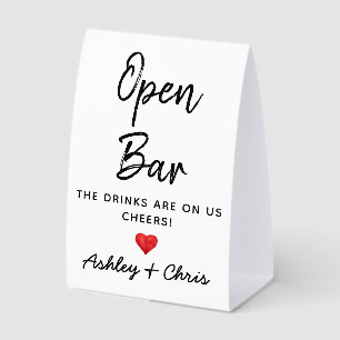 Hochzeitsempfang Open Bar Getränke gehen auf uns G Tischaufsteller