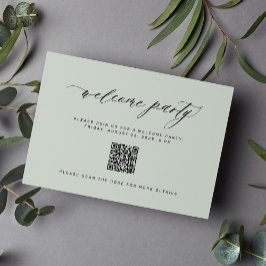 Hochzeitsempfang Party QR-Code Salbei grün Begleitkarte