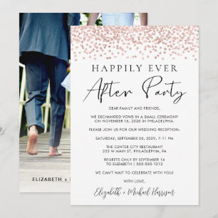 Hochzeitsempfang Rose Gold Glitzer Foto Ankündigung