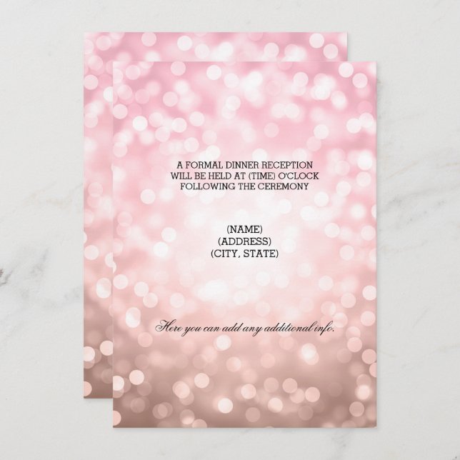 Hochzeitsempfang Rose Rosa Lichter Einladung (Vorne/Hinten)