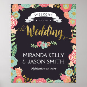 Hochzeitsempfang / rustikale Hochzeitsblumenkirche Poster