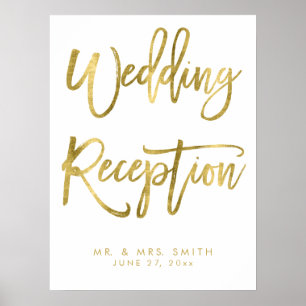 Hochzeitsempfang signieren Gold und Weiß drucken Poster
