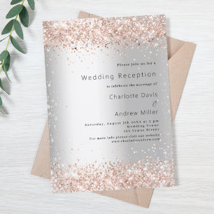 Hochzeitsempfang Silberne Rose Gold Einladung