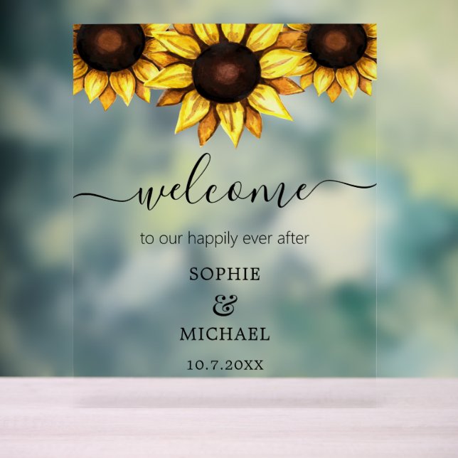 Hochzeitsempfang Sonnenblume Acrylschild (Neutral)