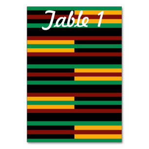Hochzeitsempfang-Tisch mit Kente-Streifen Tischnummer
