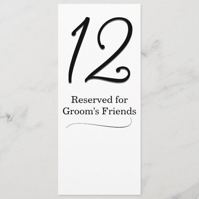 Hochzeitsempfang-Tischnummer Einladung (Vorderseite)