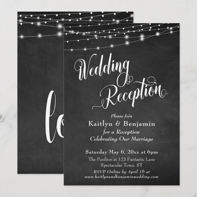 Hochzeitsempfang Typografie-Halbpappleuchten Einladung (Vorne/Hinten)