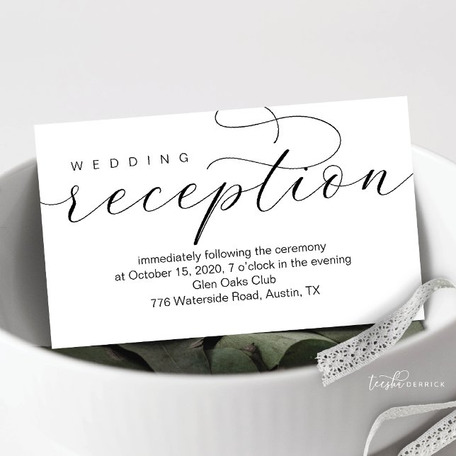 Hochzeitsempfang und Veranstaltungsort, modern und Begleitkarte (Wedding Reception Time and Venue, Beautiful Elegance Luxury Enclosure Card)