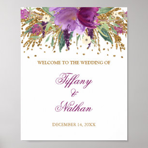 Hochzeitsempfang Unterschreiben Lila Glitzer Ameth Poster