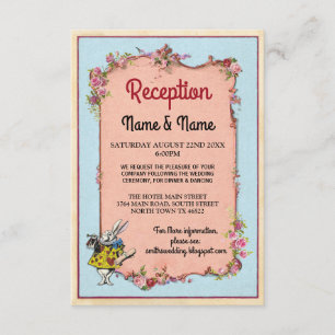 Hochzeitsempfang Wonderland Flower Kaninchen Begleitkarte
