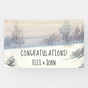 Hochzeitsempfangsbanner Winter Blau und Weiß Banner