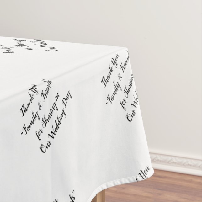 Hochzeitsempfangsfamilie Freunde Tischtypografie Tischdecke (Beispiel)