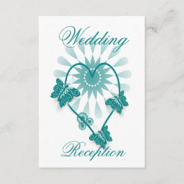 Hochzeitsempfangskarte Aquamarine Schmetterlinge Begleitkarte