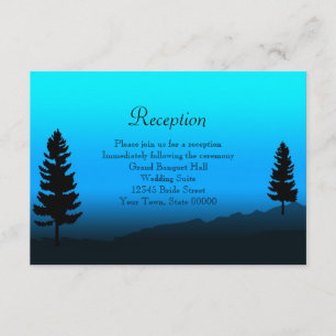 Hochzeitsempfangskarte Berg Dämmerung Blau Begleitkarte