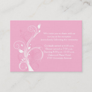 Hochzeitsempfangskarte mit rosa und weißen Blumen Begleitkarte