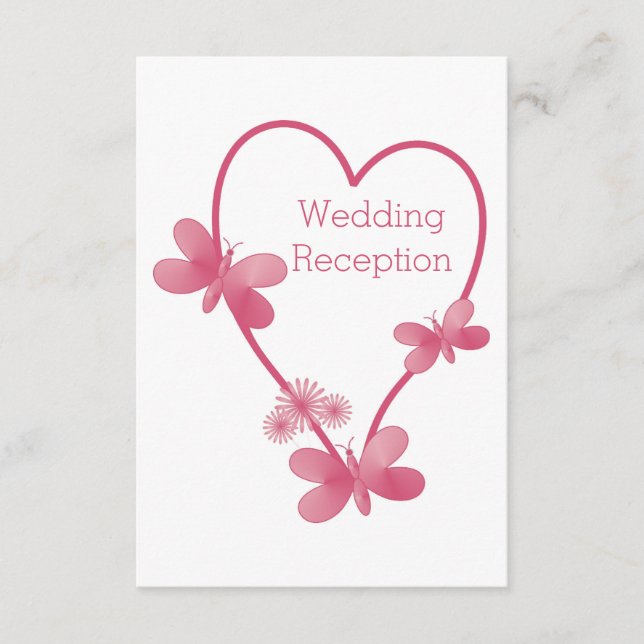 Hochzeitsempfangskarte Rosa Herz Begleitkarte (Vorderseite)