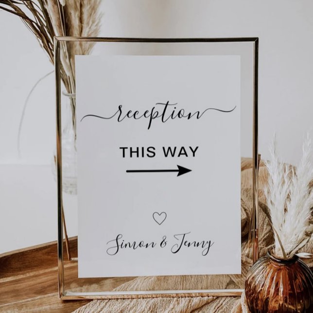 Hochzeitsempfehlung auf diese Weise Vorlage signie (Wedding Reception This Way Sign Template, Invitation)