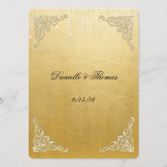 Hochzeitsempfehlung Comment Card Gold Foil Glitzer Hinweiskarte (Vorderseite)
