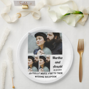 Hochzeitsempfehlung custom 3 Foto Collage Pappteller