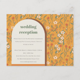 Hochzeitsempfehlung für gelbe Groovy Retro Arch Fl Begleitkarte