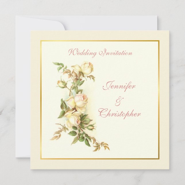 Hochzeitsempfehlung für Rosen Einladung (Vorderseite)