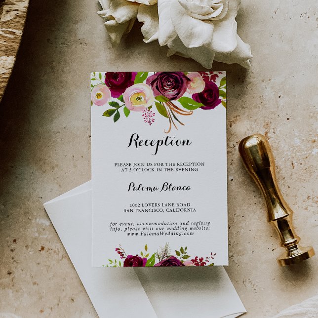 Hochzeitsempfehlung für Rustikal Blush Burgund Begleitkarte (Von Creator hochgeladen)