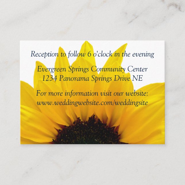 Hochzeitsempfehlung für Sonnenblumen Begleitkarte (Vorderseite)