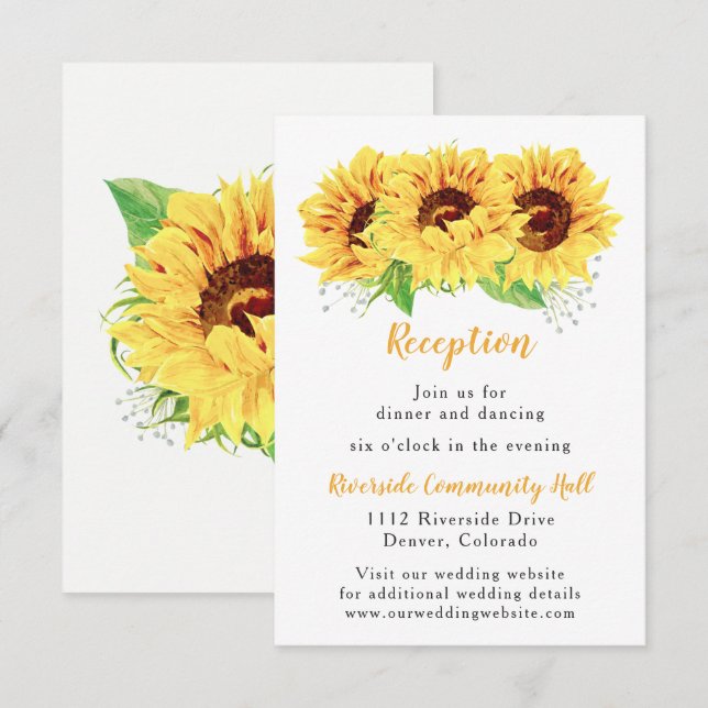 Hochzeitsempfehlung für Sonnenblumen Einladung (Vorne/Hinten)