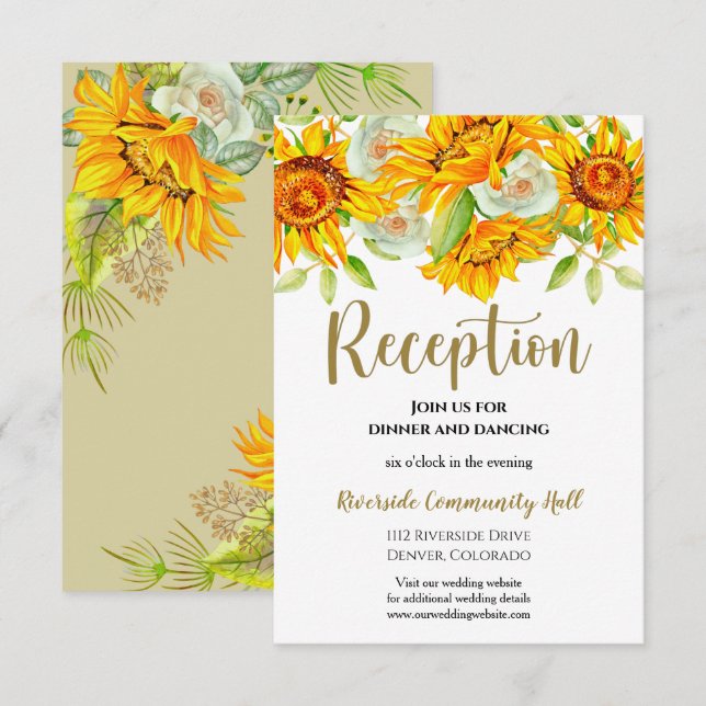 Hochzeitsempfehlung für Sonnenblumen Einladung (Vorne/Hinten)