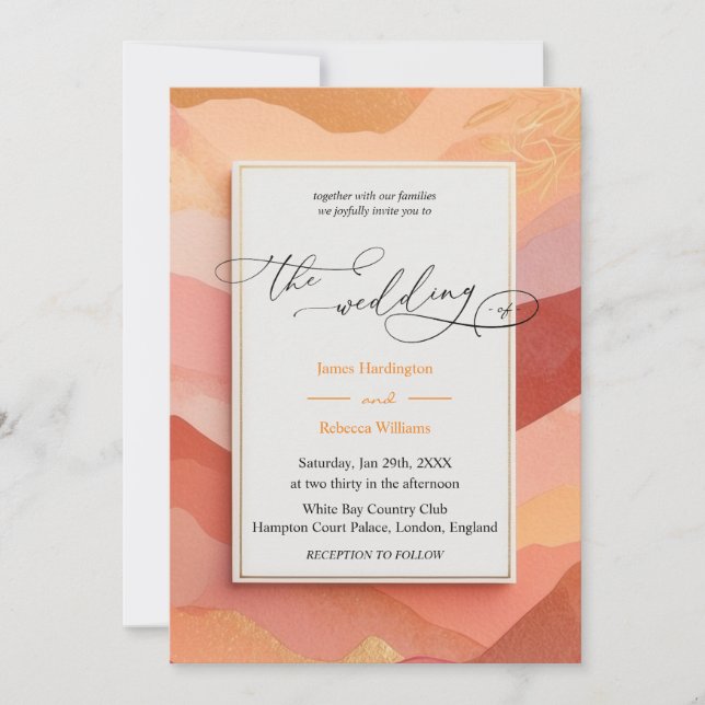 Hochzeitsempfehlung für Sunset Hues Einladung (Vorderseite)