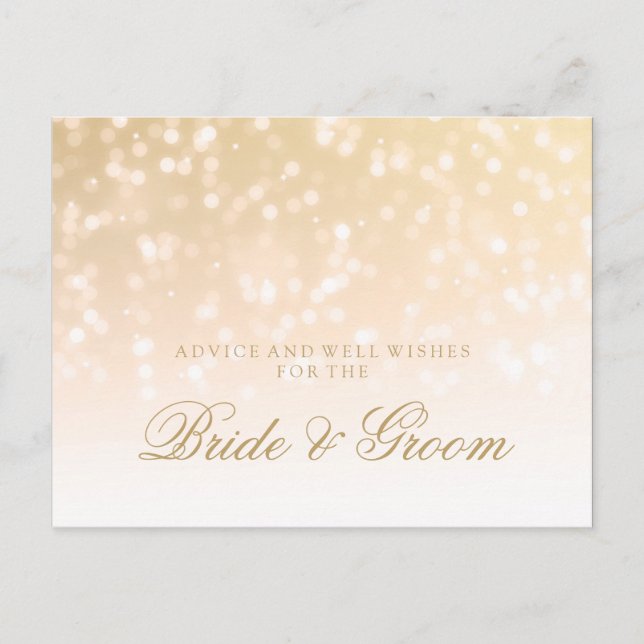 Hochzeitsempfehlung Gold Bokeh Sparkle Lights Hinweiskarte (Vorderseite)