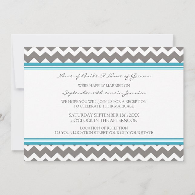 Hochzeitsempfehlung nur grau Aquamarin Zickzack Einladung (Rückseite)