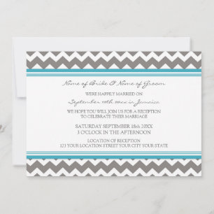 Hochzeitsempfehlung nur grau Aquamarin Zickzack Einladung