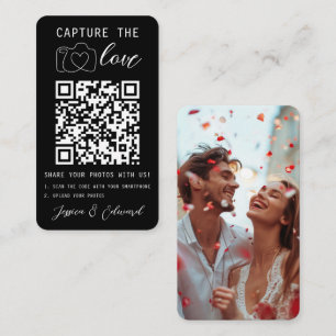 Hochzeitserfassung des Fotos Liebe QR Code Schwarz Platzkarte