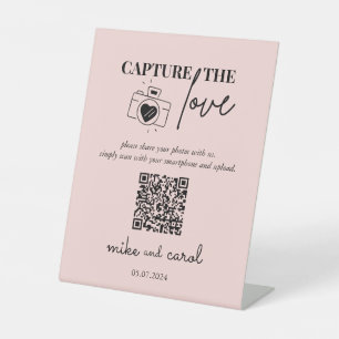 Hochzeitserfassung die Liebe   Foto Sharing QR Cod Sockelschild