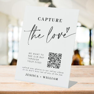 Hochzeitserfassung die Liebe Foto Sharing QR Cod Sockelschild