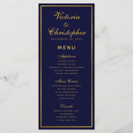 Hochzeitsessen in Navy und Gold Menükarte