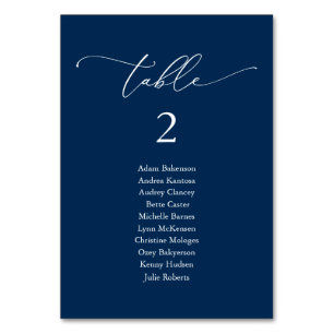Hochzeitsessen, moderne Gästekarte Tischnummer