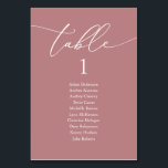 Hochzeitsessen, moderne Gästekarte Tischnummer<br><div class="desc">Hochzeitsessen Gästekarte, Moderne romantische Kalligraphie in staubiger Rose thematisiert. Passen Sie den Text an und / oder entfernen und füllen Sie mit Ihrer Hochzeitsfeier passende Farbe.</div>