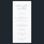 Hochzeitsessen Probe, romantisches Dusty Blue Menükarte<br><div class="desc">Hochzeitsessen Probe,  romantisches Dusty Blue Die Nacht vor dem Menü. Das Restaurant bietet eine große Auswahl an Speisen und Gerichten,  die Sie in der Regel auch in der Küche genießen können.</div>