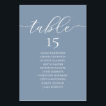 Hochzeitsessen, romanische Gastsitzkarte, Tischnummer<br><div class="desc">Hochzeitsdinner, Gästekarte, Modern Romance Dusty Blue thematisiert. Passen Sie den Text an und / oder entfernen und füllen Sie mit Ihrem Hochzeitskonzert themed.</div>
